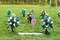 Artificial Cemetery & Memorial Flowers with Vase – White & Dark Blue Rose Gravesite Bouquet, Outdoor All-Weather Grave Decoration, Long-Lasting Non-Bleeding Colors (2 Sets)